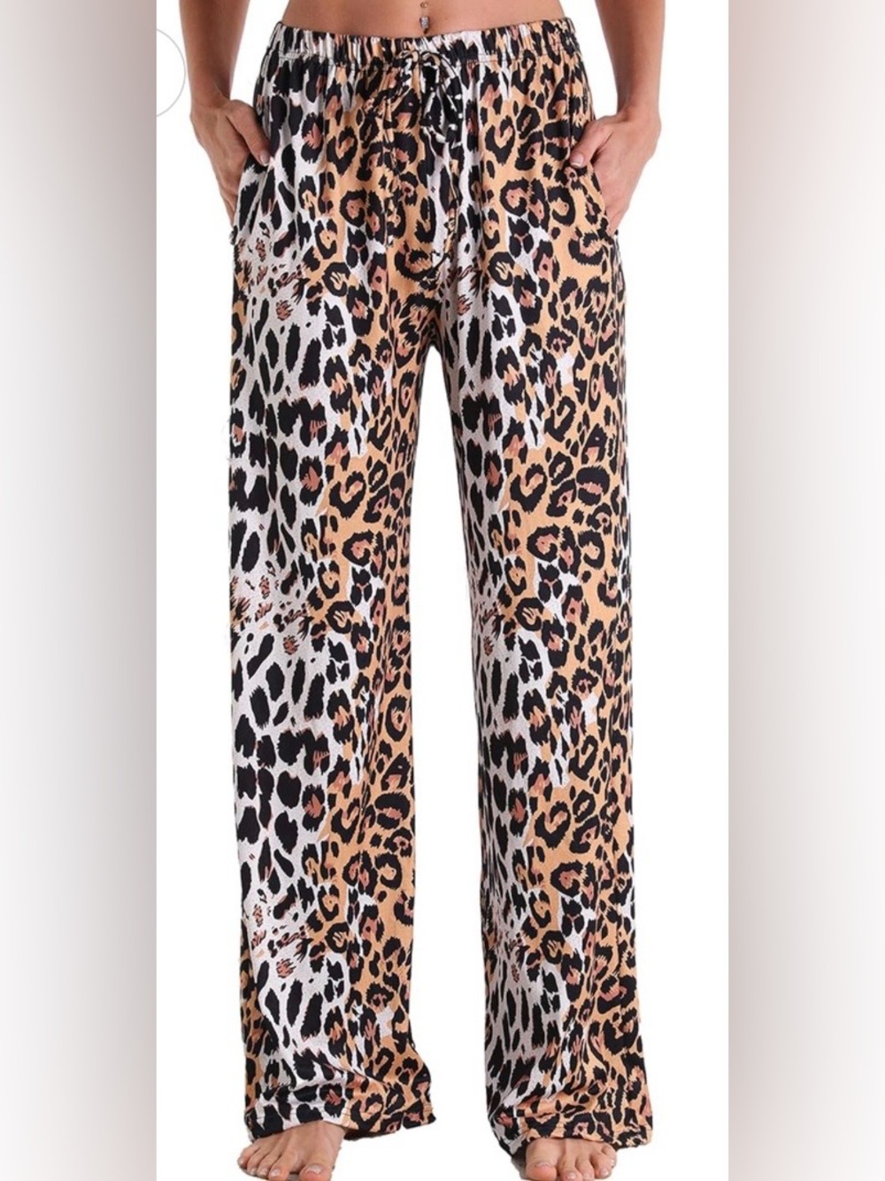 X-Image Women’s Leopard Print Wide Leg Lounge Pants, Size Medium